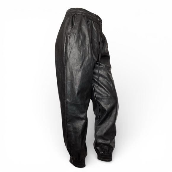 Fashion Nova Pants - Fashion Nova, Faux Leather Joggers, Black, Women's Size Medium